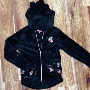 Penelope Mack Black Jacket with Pink Floral Accents